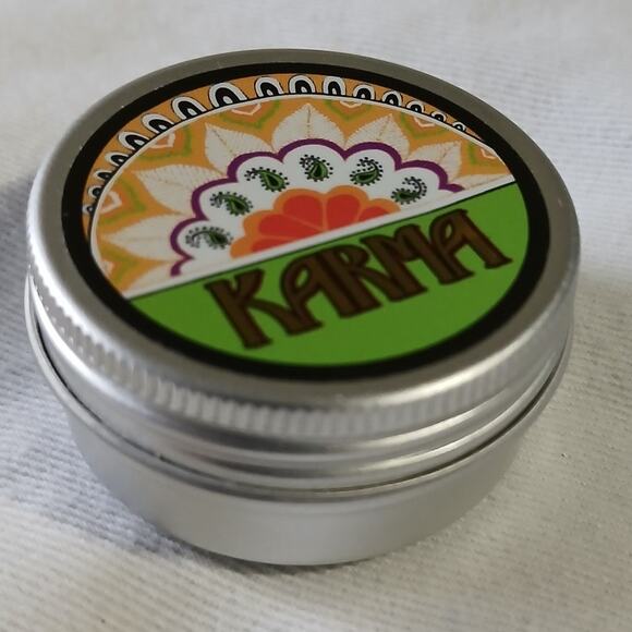 LUSH Karma solid perfume in vintage tin Rare - New 0.4 oz TSA approved - Picture 1 of 5